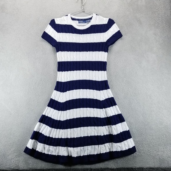 Polo Ralph Lauren Dress Womens XS Blue White Striped Cable Knit Tennis - mordernwear.com Polo Ralph Lauren Dress Womens XS Blue White Striped Cable Knit Tennis - mordernwear.com